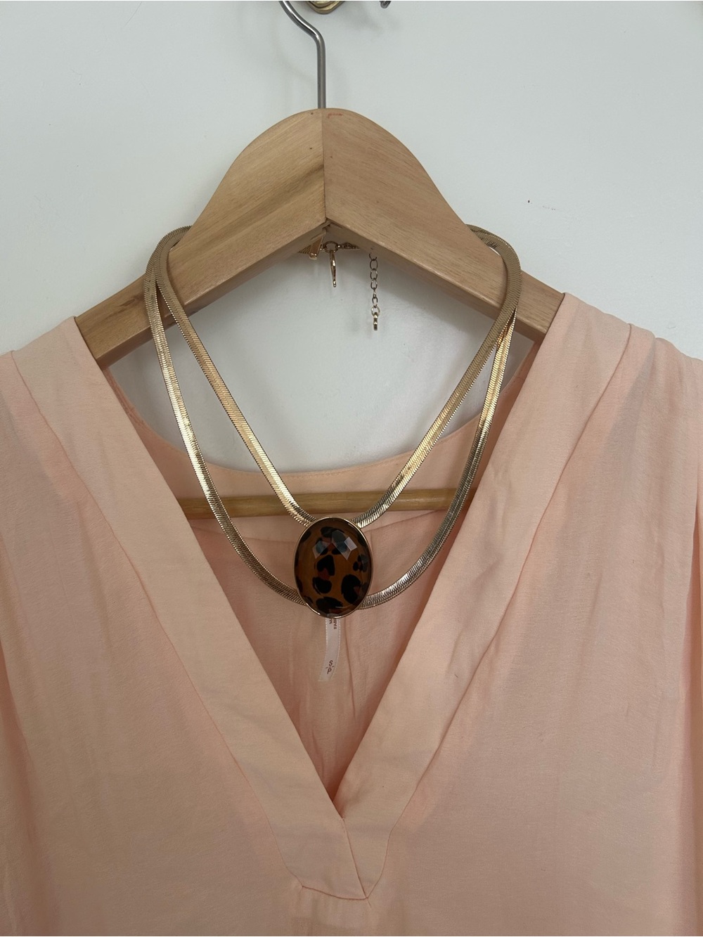 Thalia Sodi Gold Double-Strand Necklace with Tortoiseshell Oval Pendant